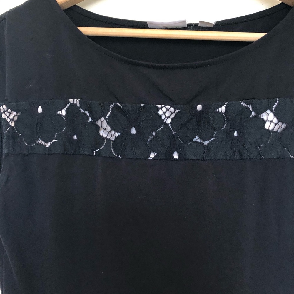 New York & Company Black Lace Floral Top - Picture 2 of 8